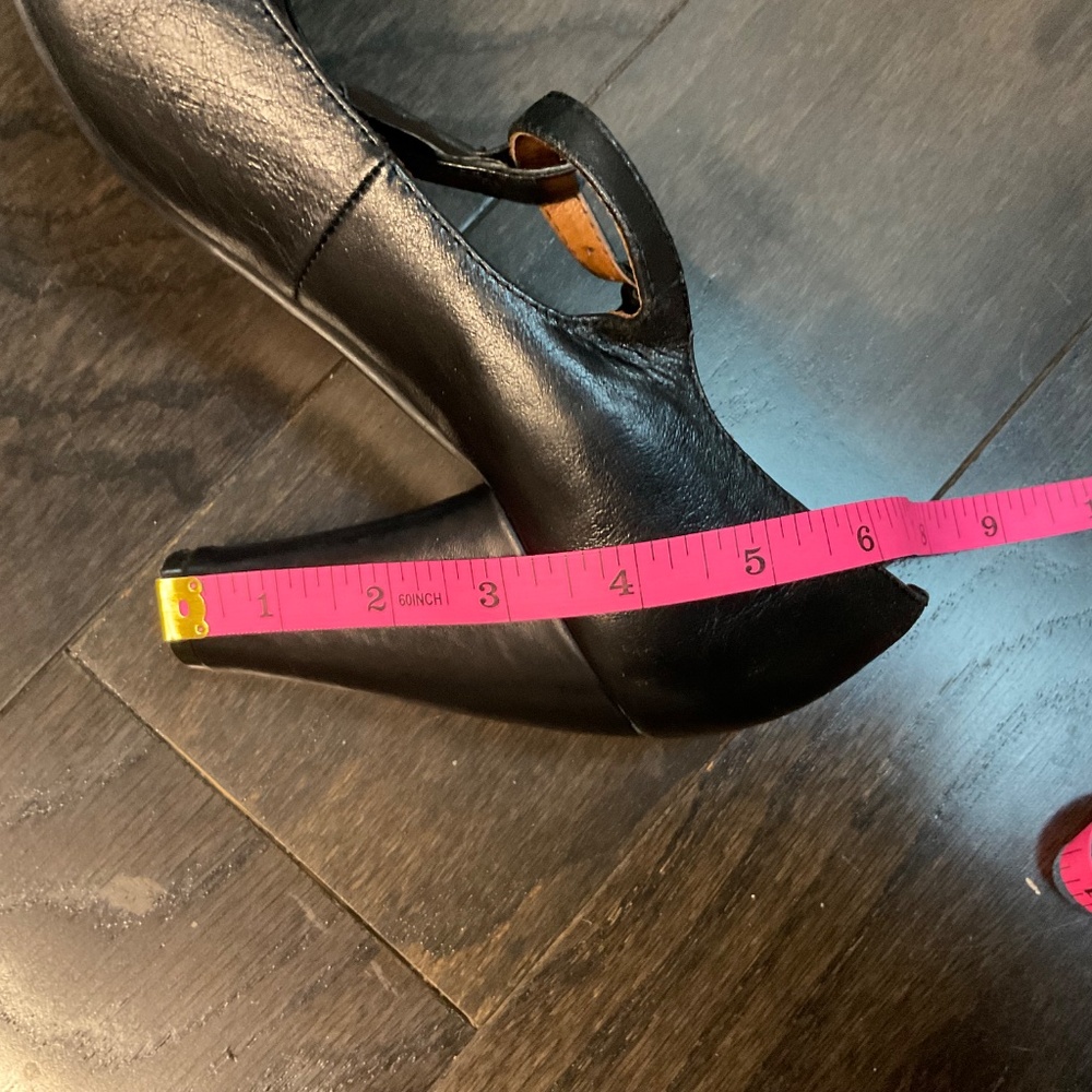 Crown Vintage Women’s Size 9M Heels Black Leather Buckle Ankle Strap Retro - Picture 16 of 16